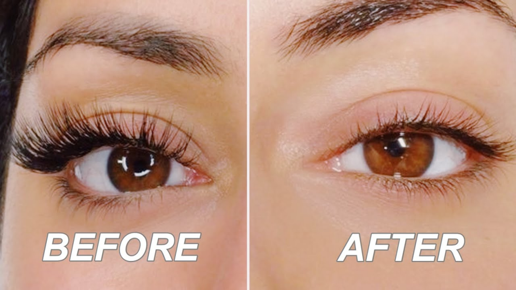 eyelash glue remover to remove eyelash glue before and after comparison